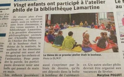 Ils en parlent : Le Dauphiné Libéré – Vingt enfants ont participé à l’atelier philo de la bibliothèque Lamartine