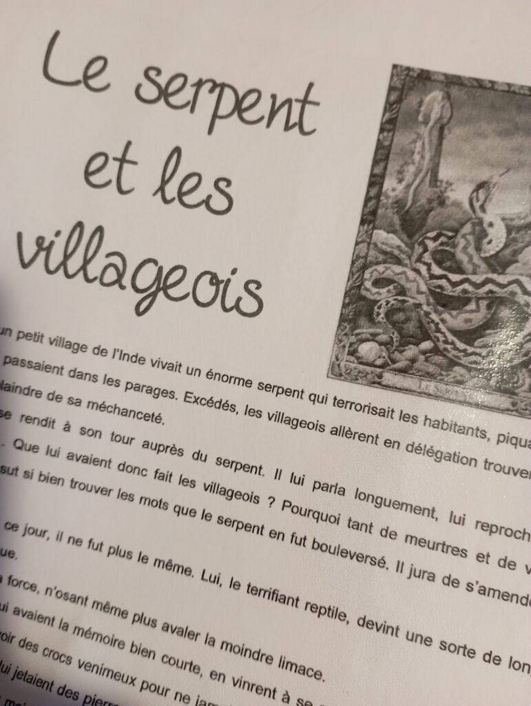 philo-fable (Michel Piquemal) : le serpent et les villageois.